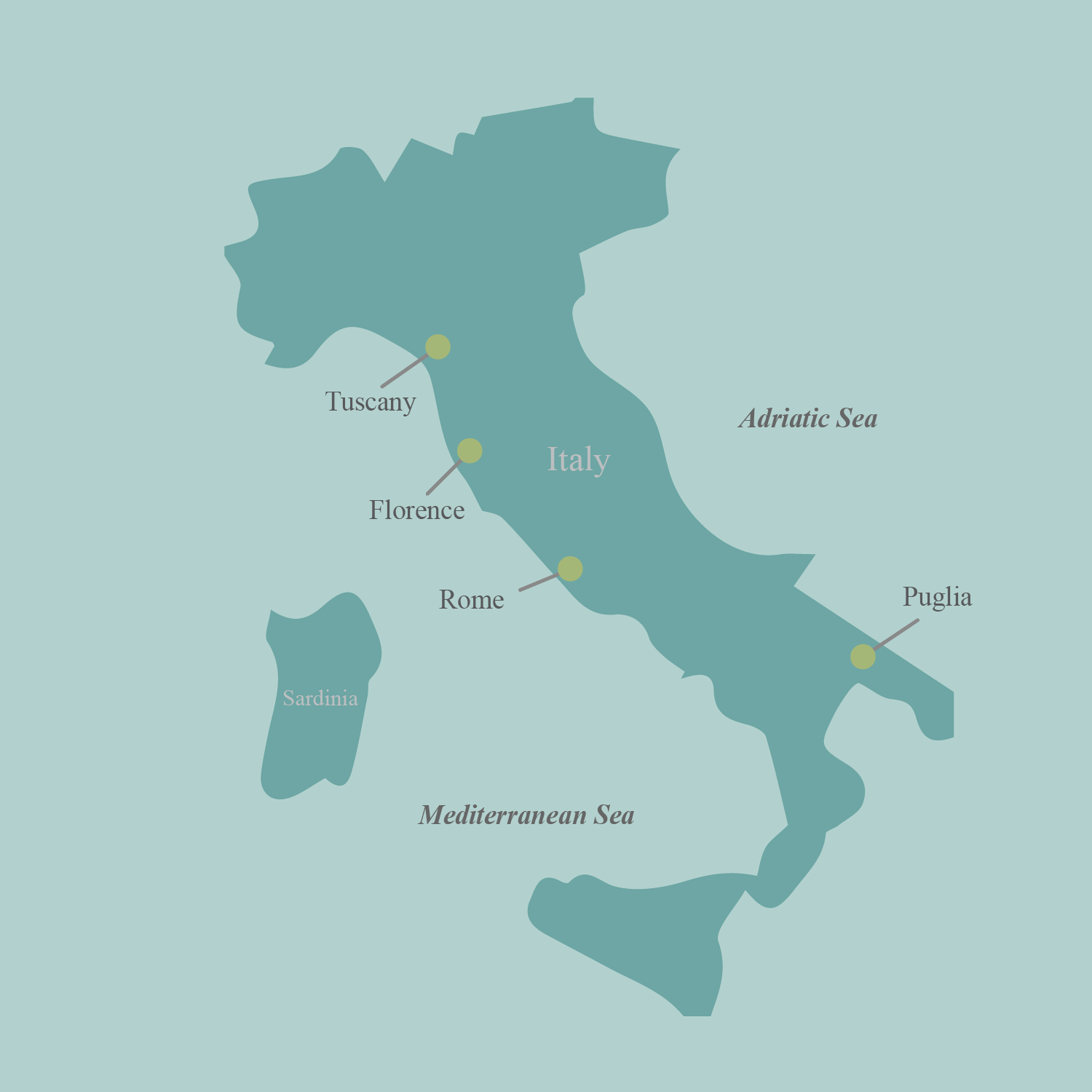 Italy bicycle tour map