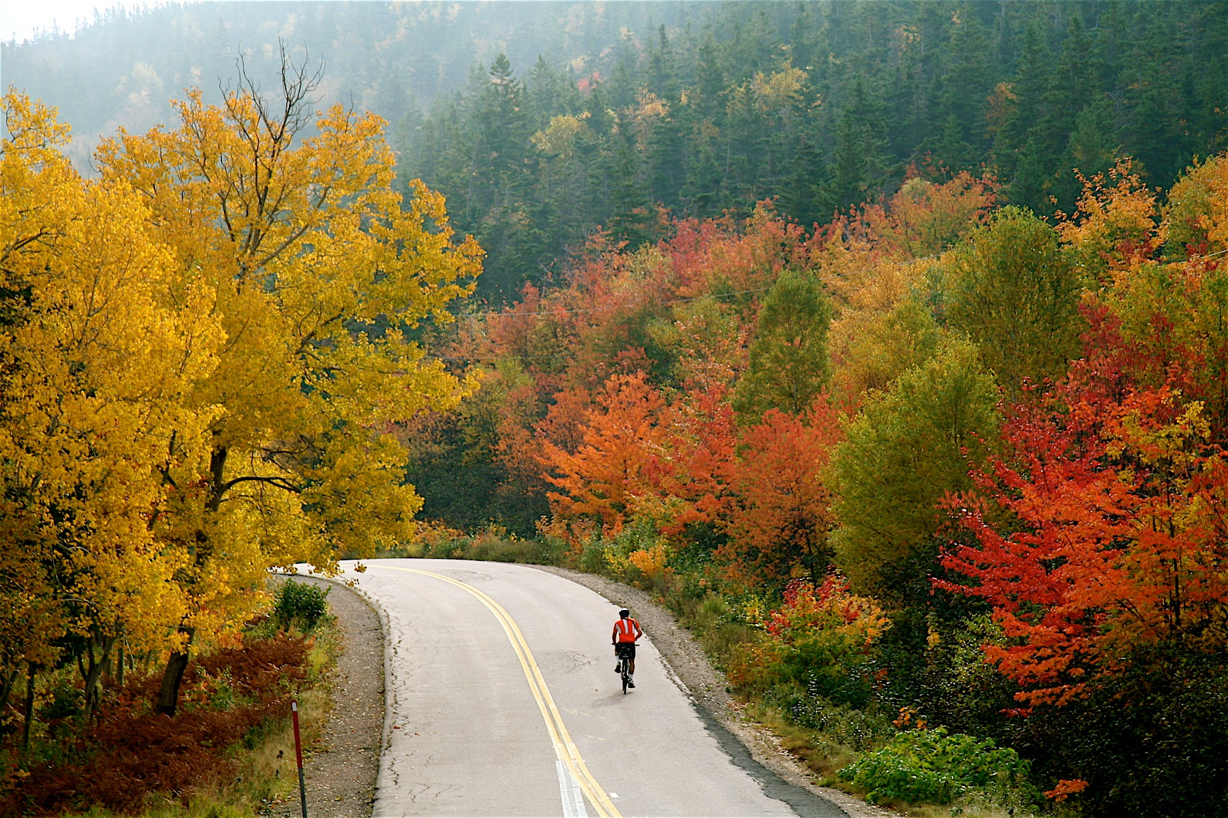 Cabot Trail bike tour fall leaves