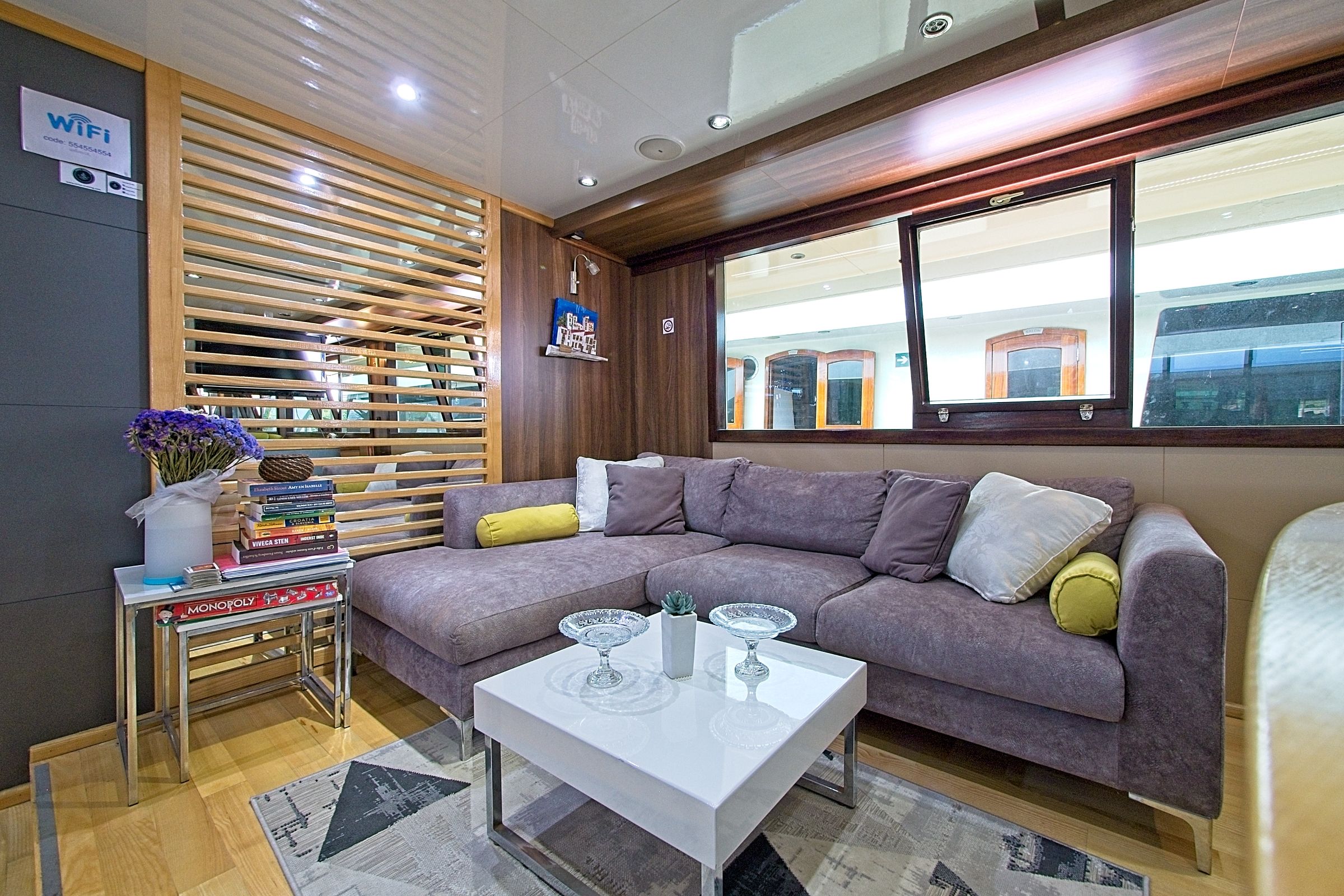 Lounge area aboard MS President boat