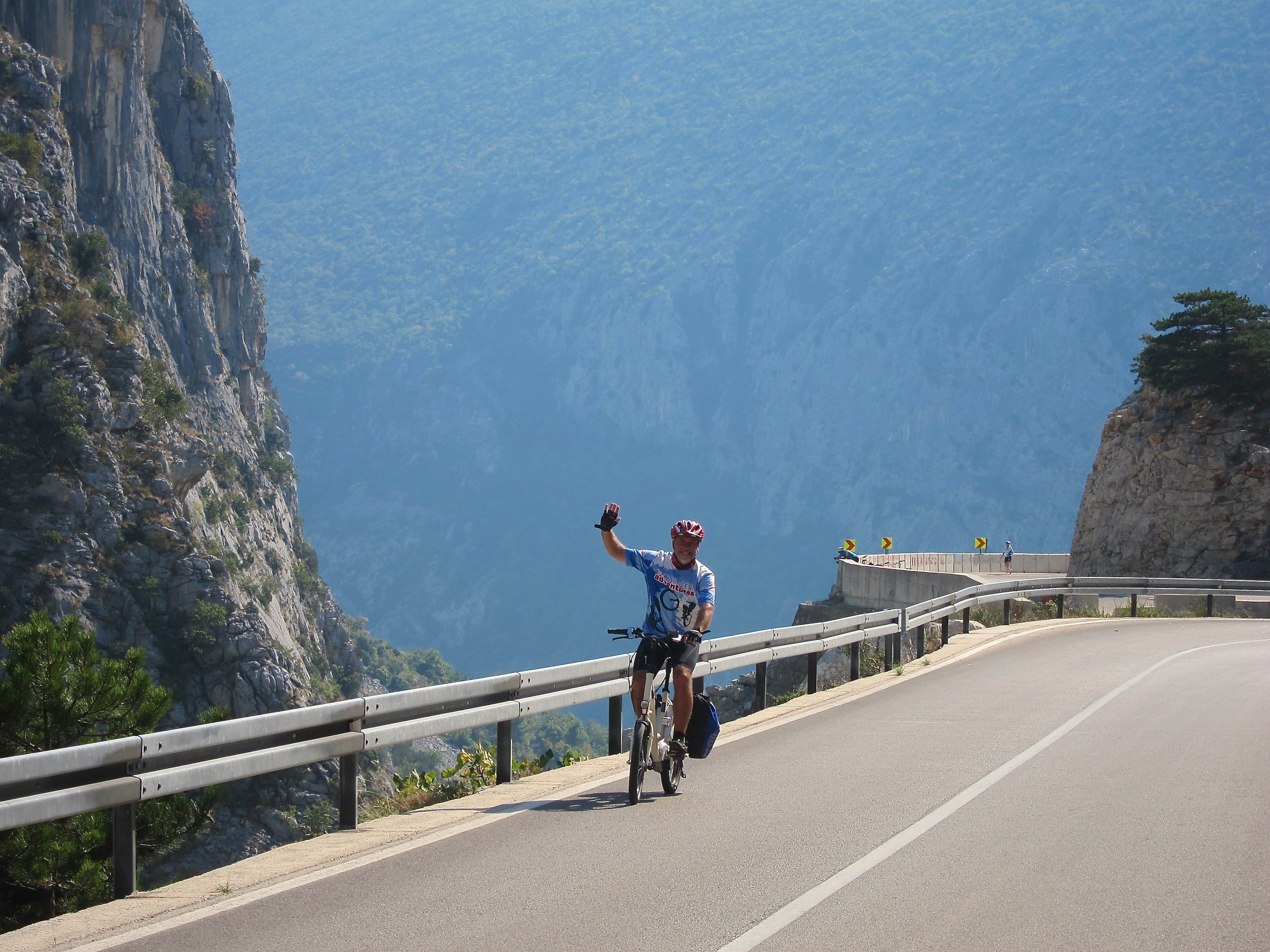Croatia south dalmatia bike tour cyclist waving