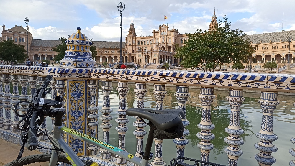River in Spanish city with bike