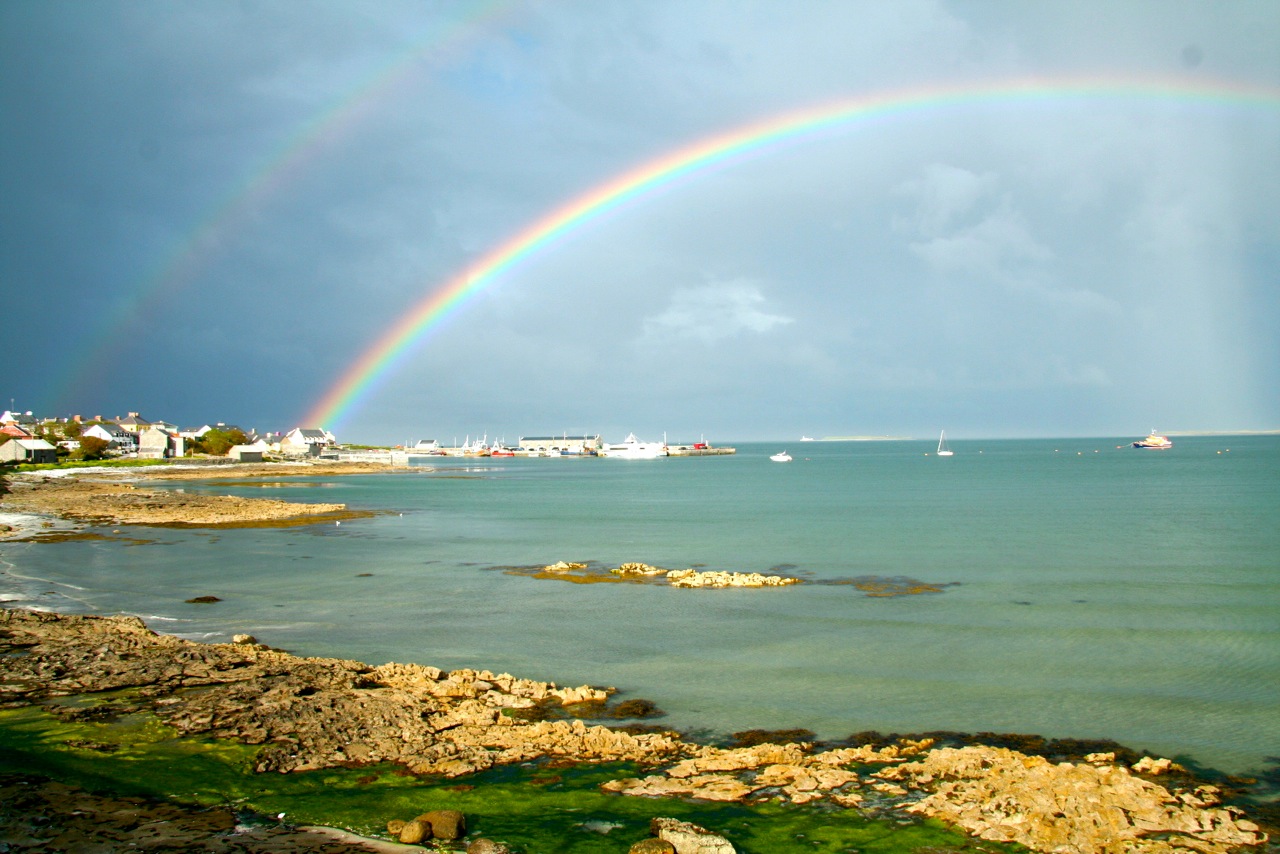 Ireland bike tour ocean and rainbow view